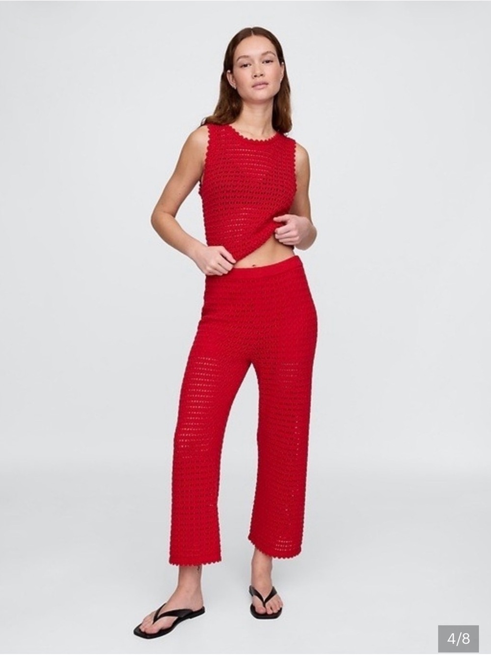 GAP Red Crochet Tank Top- medium TALL